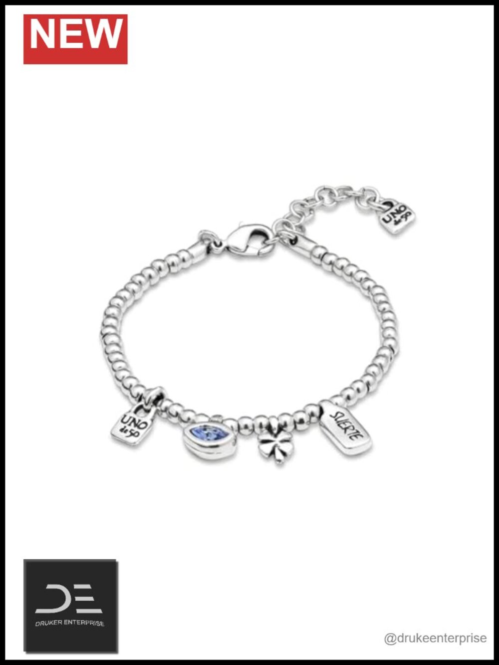Uno de 50 Charm Bracelet Sterling Silver Adjustable